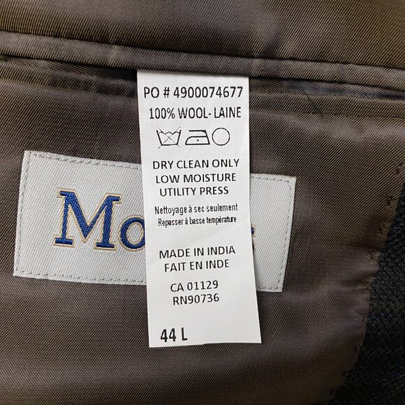 Lauren Ralph Lauren Wool Blazer Sport Coat Men's 44L Brown Blue Windowpane Plaid - Picture 8 of 15